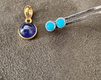 Arizona Turquoise (4mm) Natural,  Sterling Silver Earrings