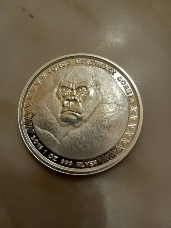 コンゴ シルバーバック ゴリラ 1オンス 銀貨 希少 - Etsy 日本
