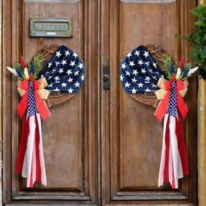 Patriotic American Flag Wreath, Front Door Wreath, Patriotic Wreath ...