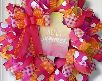 Summer Wreath| Popsicle Summer Wreath| Front Door Summer Wreath| Bright Summer Wreath| Ice Cream Wreath| Door Wreath| Housewarming Gift