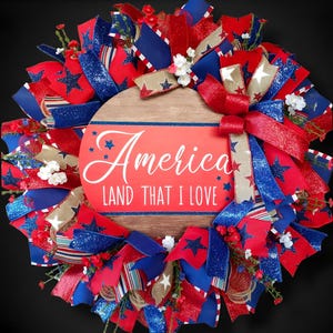 Patriotic Wreath: Handmade 4th of July Decor with Glittered Ribbons