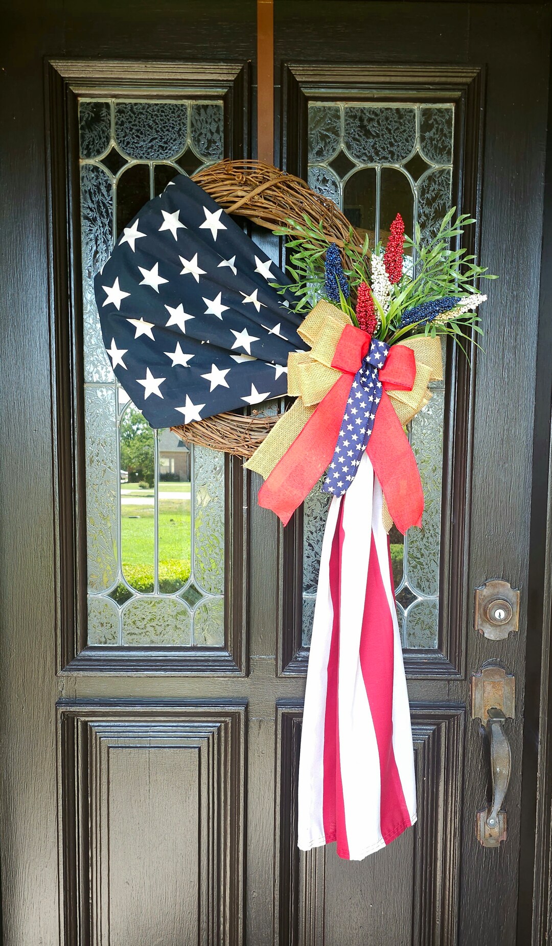 Patriotic American Flag Wreath, Front Door Wreath, Patriotic Wreath ...