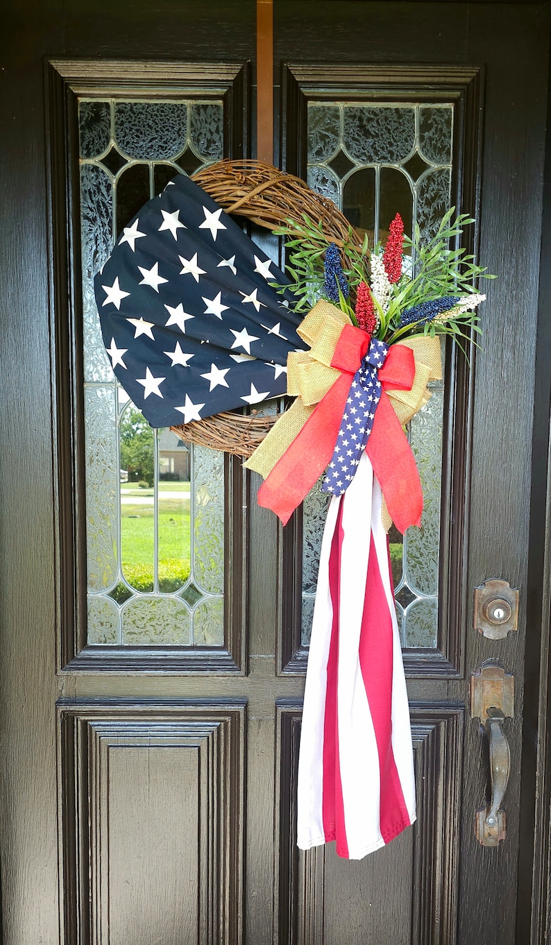 Patriotic Wreath| American Flag Wreath| 4th of July Wreath| Memorial ...