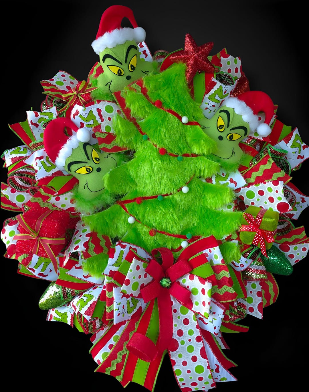 Grinch Inspired Christmas Wreath| Light-up Christmas Wreath| Green ...