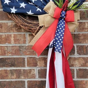 Patriotic American Flag Wreath, Front Door Wreath, Patriotic Wreath ...