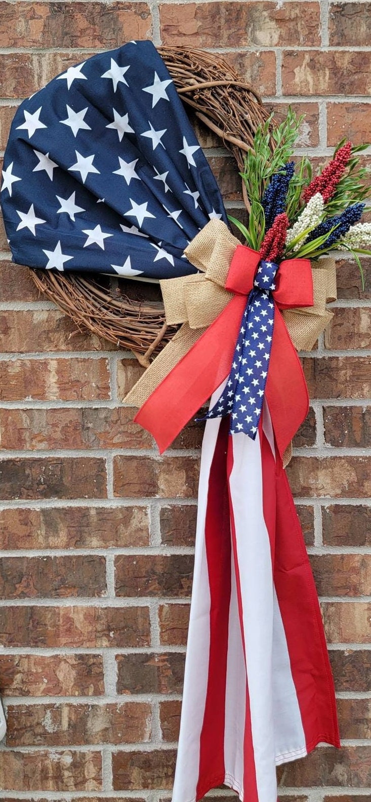 Patriotic Wreath| American Flag Wreath| 4th of July Wreath| Memorial ...