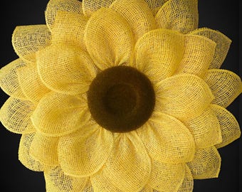 Sunflower Wreath, Large Sunflower Door Wreath, Farmhouse Front Door Decor, Everyday Wreath, Poly Burlap Sunflower Decor, Housewarming Gift