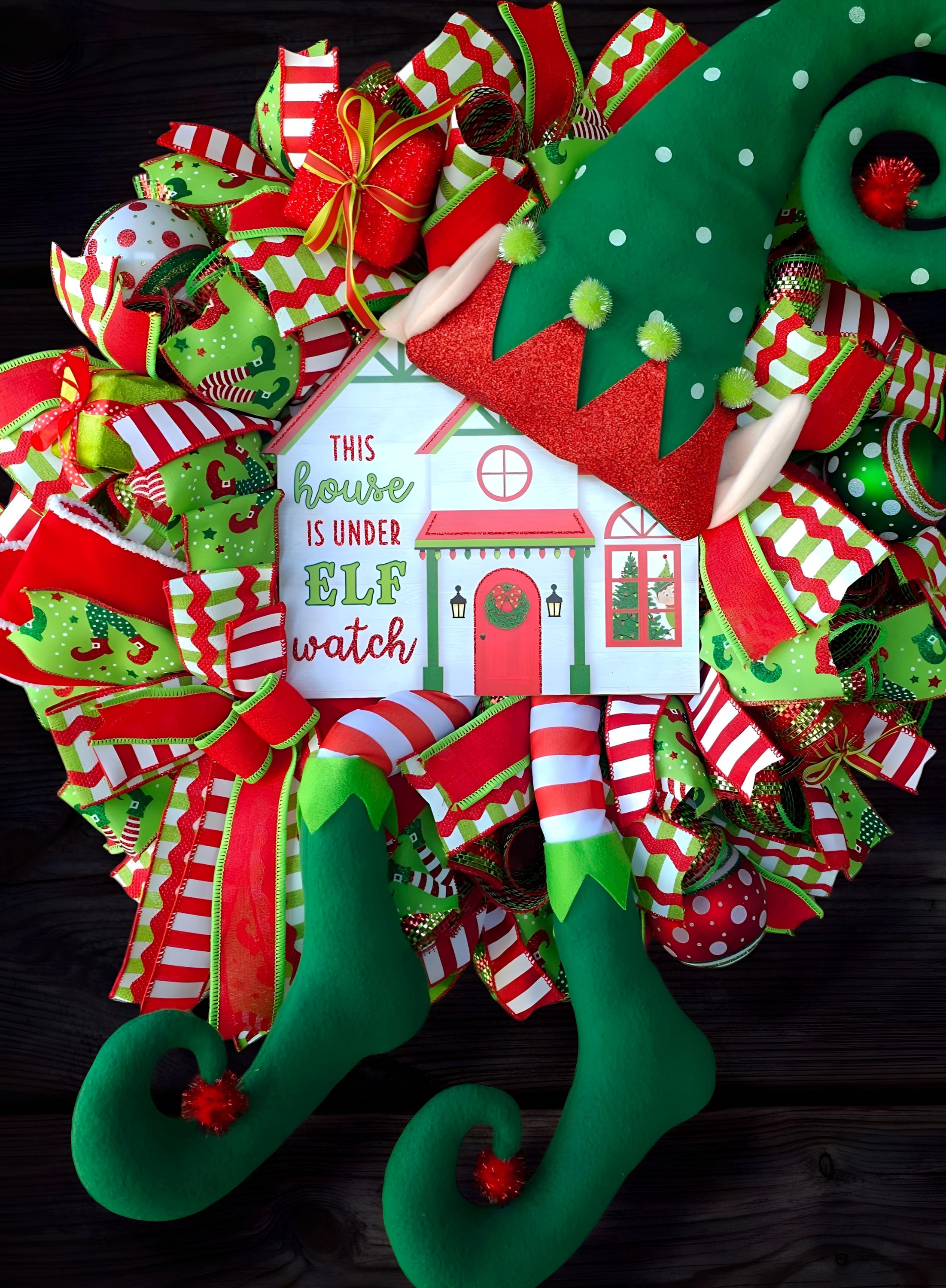 Christmas Elf Wreath| Whymsical Christmas Wreath| Elf Wreath| Corona Navideña| Christmas Door Wreath| Christmas Front Door Wreath| Gift