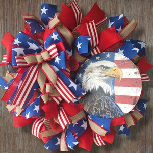 Patriotic Eagle Wreath| Patriotic Wreath| July 4th| Memorial Day| Veterans Day| Farmhouse Wreath| Door Decor| Front Door| Eagle Wreath| Gift
