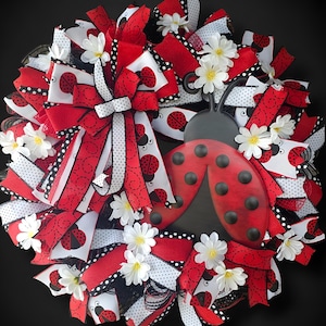 Ladybug Wreath| Spring Wreath| Summer Wreath| Spring Door Wreath| Summer Door Wreath| Door Wreath| Front Door Wreath| Ladybug Decor| Gift