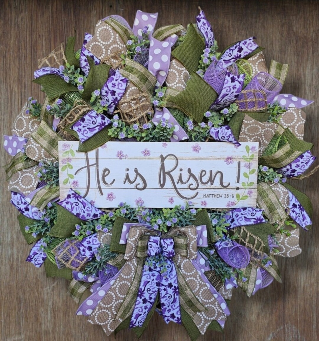 He is Risen Wreath Christian Wreath Easter Wreath Front Door Wreath ...