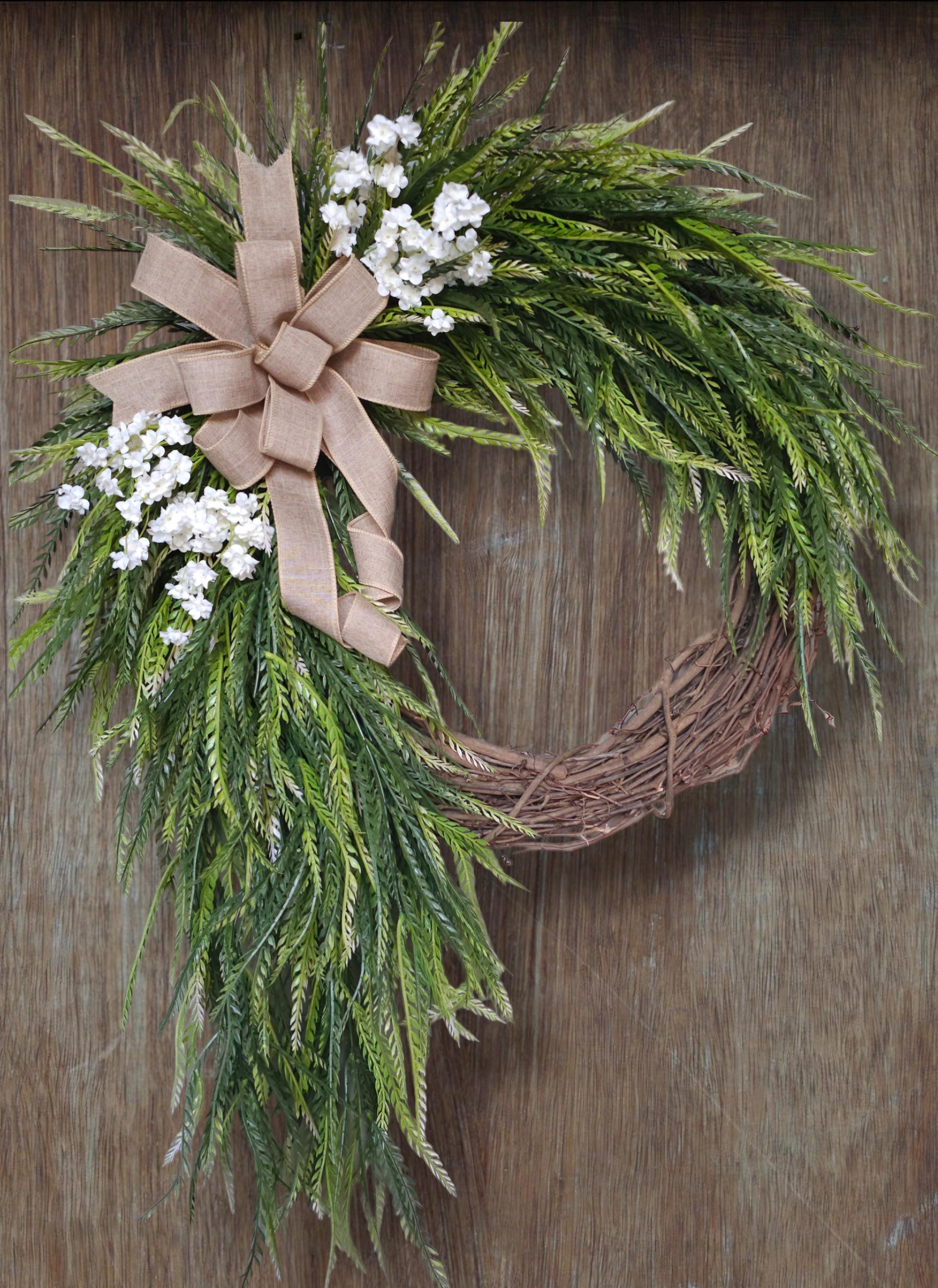 Saw Grass Wreath: Boho Farmhouse Greenery Front Door Decor - Etsy