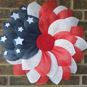 Patriotic Wreath| American Flag Wreath| 4th Of July Wreath| Patriotic Flower Wreath| USA Wreath| Red White Blue Wreath| Housewarming Gift