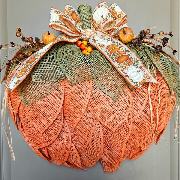 Fall Pumpkin Wreath| 3D Pumpkin| Pumpkin Door Wreath| Fall Home Decor | Wall Decor| Autumn| Door Hanger| Thanksgiving Wreath| Reef