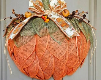 Pumpkin Wreath, Fall Door Wreath, Thanksgiving Wreath, Farmhouse Fall Wreath, 3D Pumpkin Wreath, Autumn Wreath,  Front Door Wreath, Gift