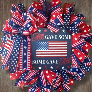 Patriotic Wreath| Patriotic Front Door Wreath| American Flag Wreath| July 4th| Memorial Day| Veterans Day| Independence Day| Patriotic Decor