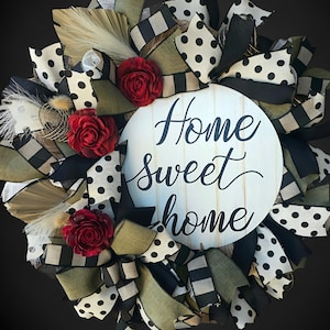 Boho Chic Wreath|  Home Sweet Home Wreath| Boho Door Wreath| Wall Decor| Door Hanger| Gift| Front Door Decor| Home Decor| Everyday Wreath