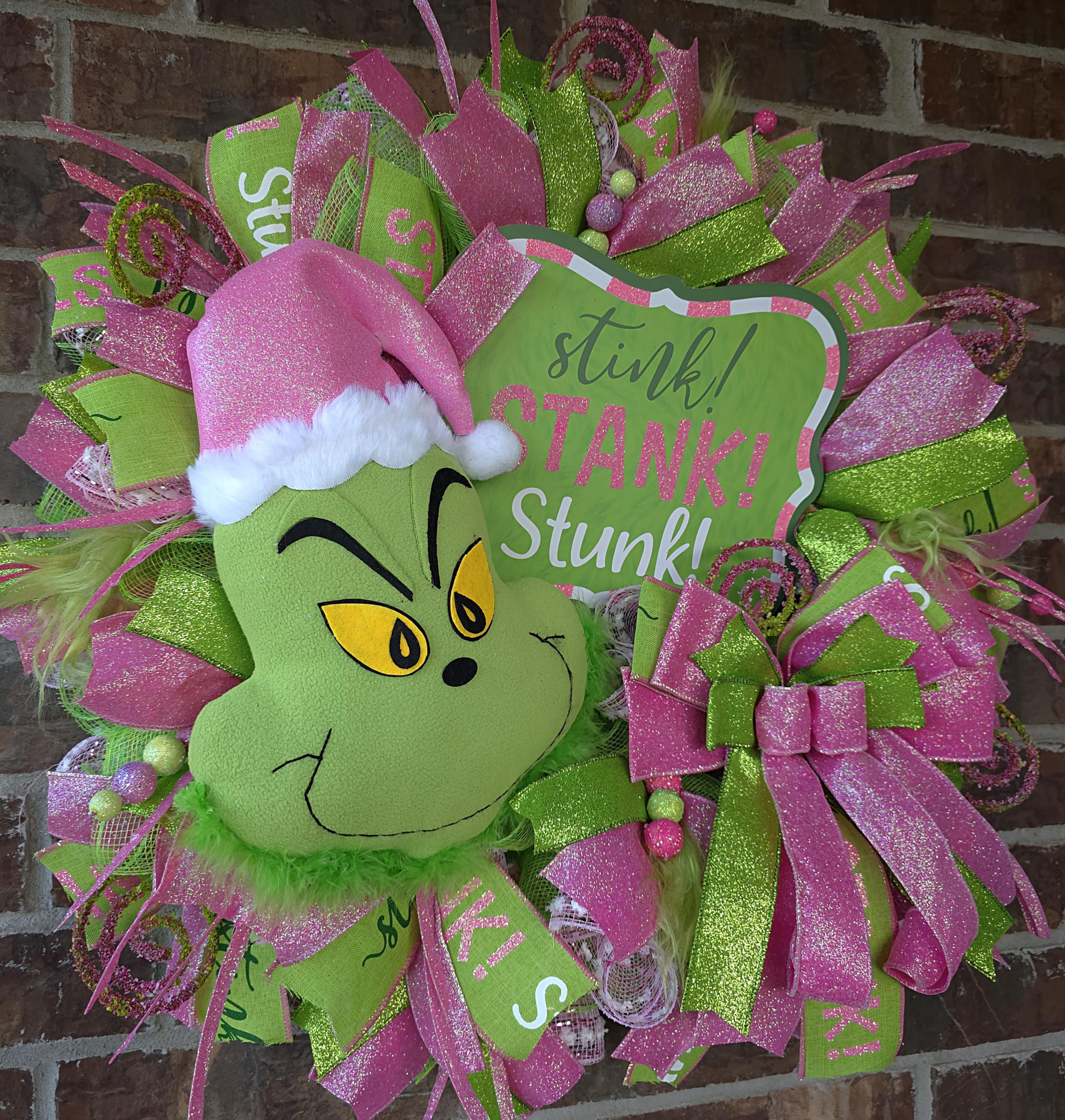 Pink Grinch Inspired Christmas Wreath| Light-up Christmas Wreath| Green ...