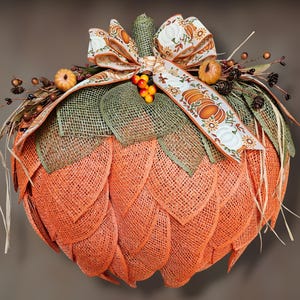 Pumpkin Wreath, Fall Door Wreath, Thanksgiving Wreath, Farmhouse Fall Wreath, 3D Pumpkin Wreath, Autumn Wreath,  Front Door Wreath, Gift