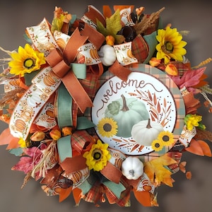 Fall Pumpkin Wreath| Fall Wreath| Pumpkin Wreath| Fall Door Hanger| Pumpkin Decor| Front Porch Wreath| Door Wreath| Thanksgiving Wreath