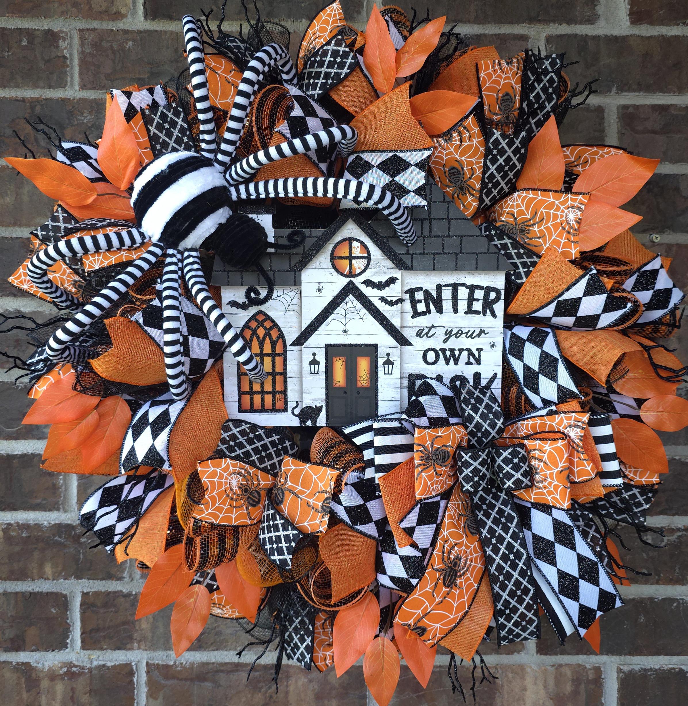 Halloween Wreath| Haunted House Wreath| Spider Wreath| Halloween