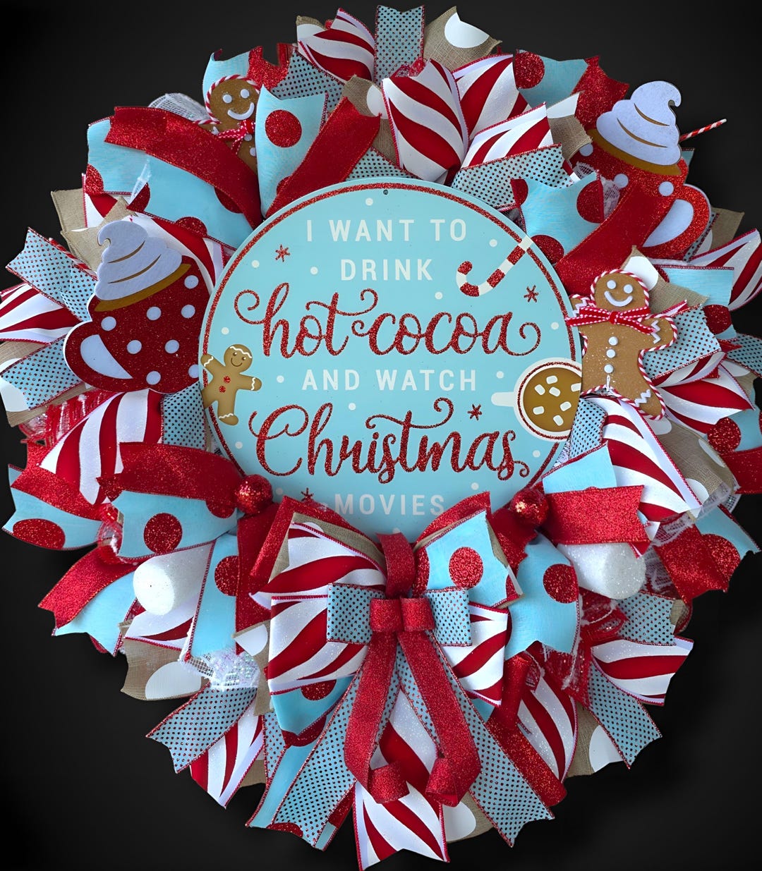 Christmas Gingerbread Hot Cocoa Wreath: Holiday Door Decor - Etsy