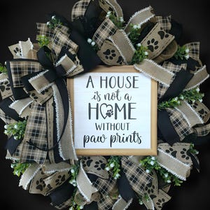 Paw Print Wreath: Farmhouse Pet Lover Door Decor
