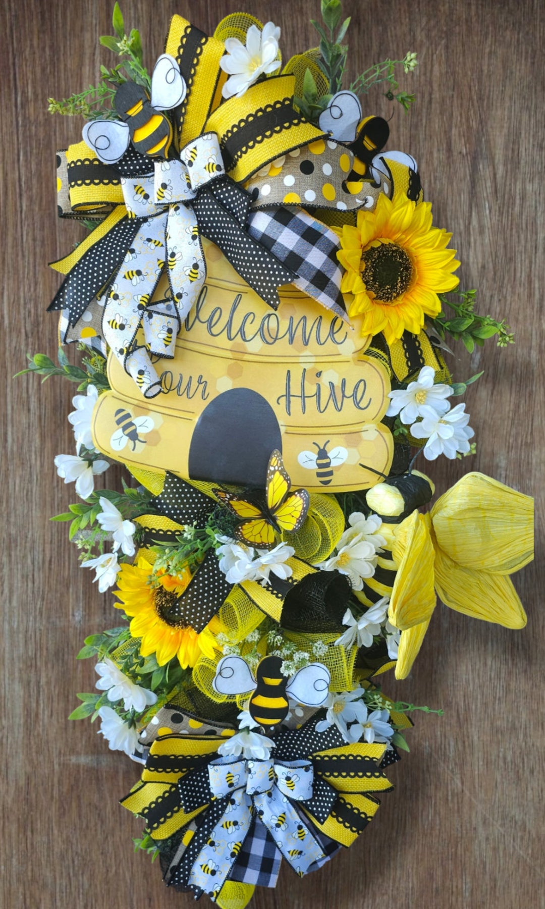 XL Bumblebee Swag Wreath| Spring Swag| Bee Wreath| Front Door Wreath ...