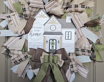 Farmhouse Everyday Country "It's Good To Be Home" Wreath, Front Porch, Earth tones, Door, Wall, Home Decor, Gift, Mother's Day, Door Hanger