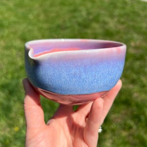 Pink Blue Ceramic Matcha Bowl Set with Whisk Holder by Stone & Pearl Ceramics