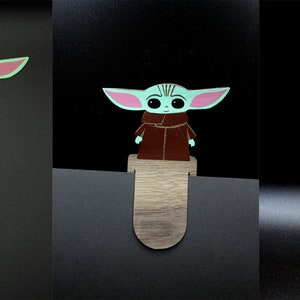 Wood Veneer Bookmarks Baby Yoda