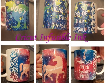 Customizable Mugs with Photo, Personalization, Cricut Infusible Ink and Sublimation