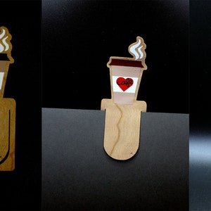 Wood Veneer Bookmarks Coffee Cup