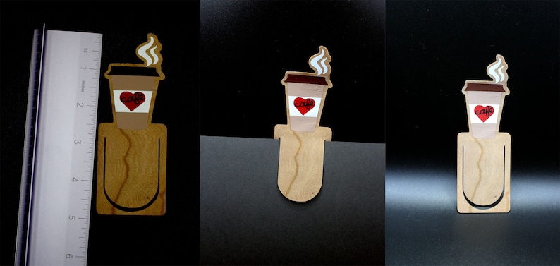 Wood Veneer Bookmarks Coffee Cup