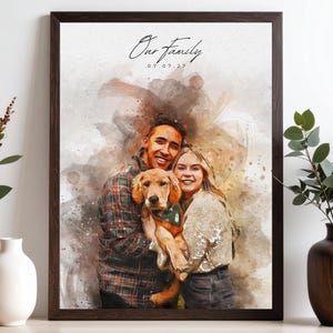 Aangepaste aquarel portret huisdier en eigenaar: gepersonaliseerd koppel met hond kunst (digitaal bestand)