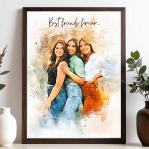 Custom Watercolor Best Friend Portrait – Gift for Friend, From Your Photo