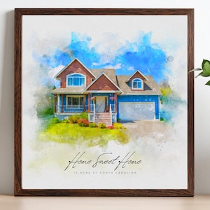 Custom Watercolor House Portrait – Housewarming Gift for New Homeowners, Our First Home Art Print