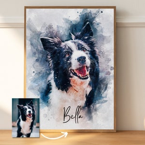 Pet Memorial Gift Watercolor Painting, Custom Pet Portrait from Photo, Dog Cat Pet Loss Gift, Bereavement Gift, Digital Print, Wall Art