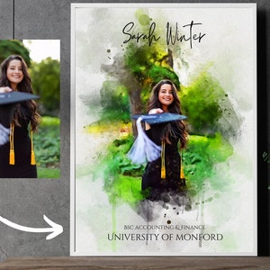 Custom Graduation Portrait, phd Graduation Gift, Graduation Gift for Her, Nurse Graduation Gift, Watercolour Portrait from Photo
