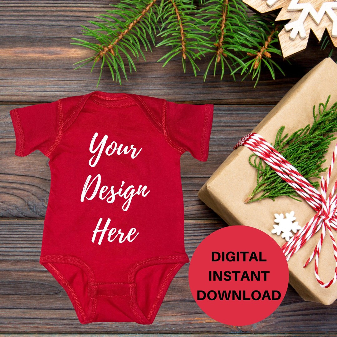 Red Onesie Mockup Baby Bodysuit Mockup Rabbit Skins Mockup Etsy