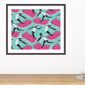 Art Deco The Swimmers Cross Stitch - The Swimmers Cross Stitch Pattern - Download
