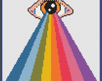 Retro regenboog kruissteekpatroon Retro oog kruissteekpatroon pdf-download