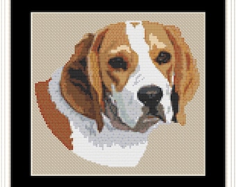 Beagle Cross Stitch Pattern - Download PDF Dog Cross Stitch Pattern Customizable