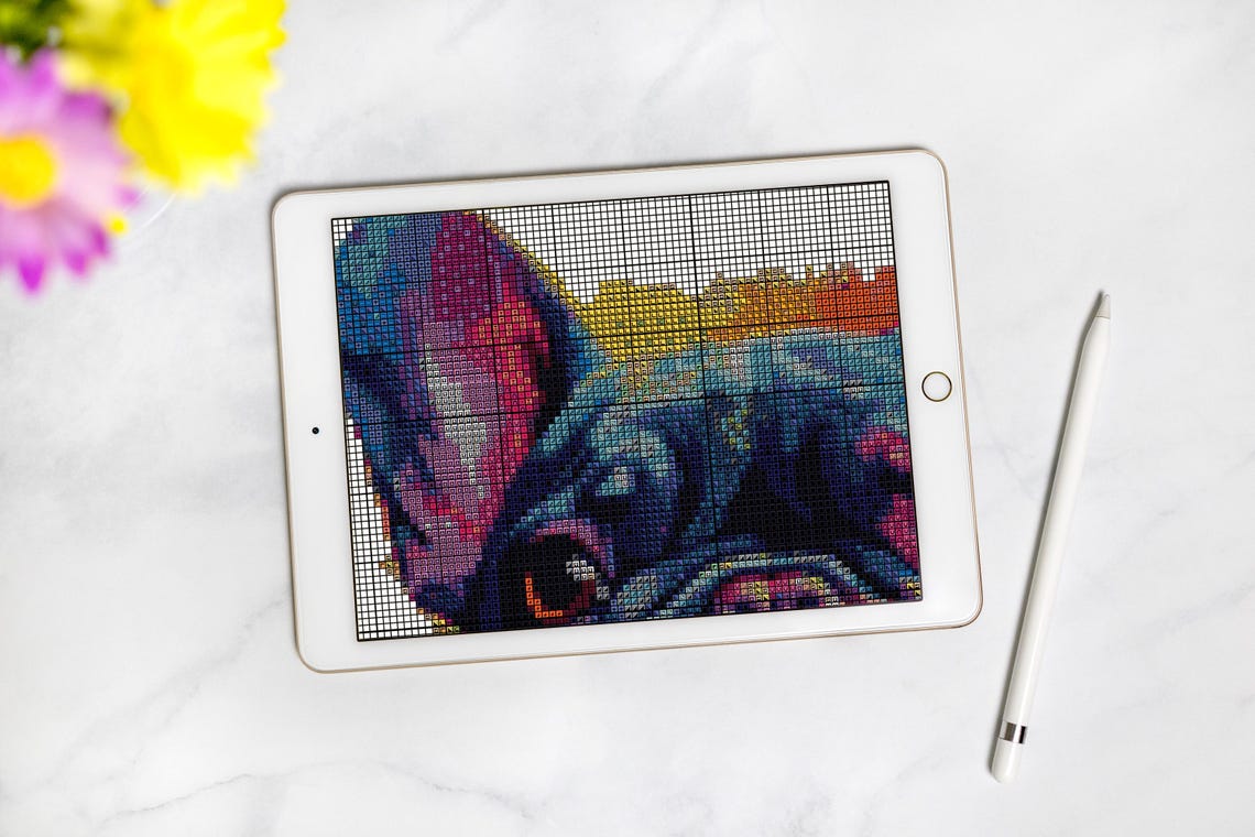 French Bulldog Color Pop Stitch Pattern Download Dog Cross Stitch