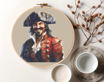 フック船長のクロスステッチパターン - ピーターパンのキャラクターをダウンロード