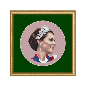 Princess Catherine of Wales - Cross stitch pattern download. Great project for fans of the Royal Family Digital download
