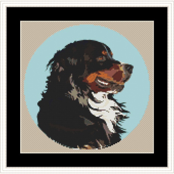 Bernese Mountain Dog Cross Stitch Pattern - Download PDF