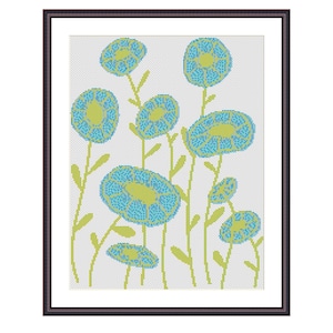 Schema punto croce "Ipomea fiori blu" - Scarica - Schema punto croce floreale