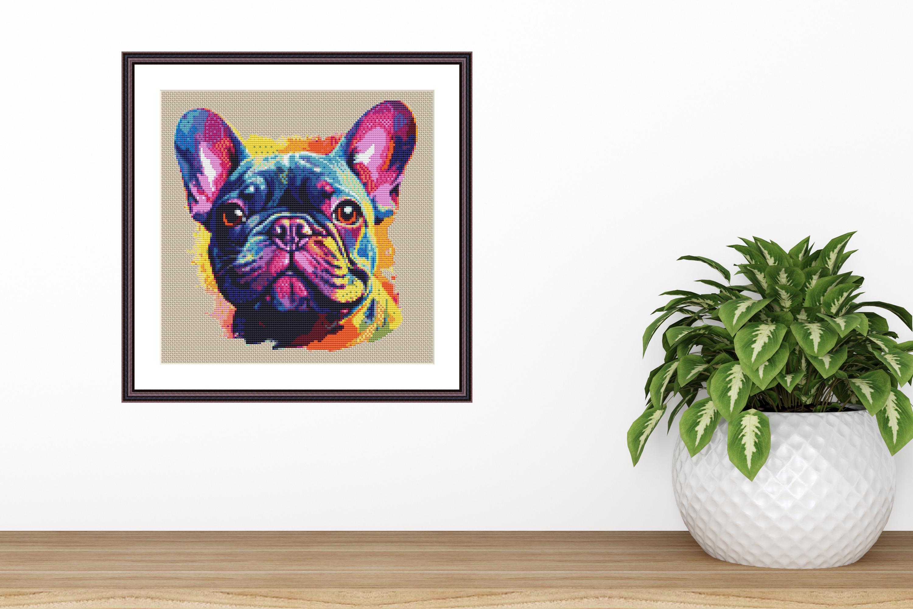 French Bulldog Color Pop Stitch Pattern Download Dog Cross Stitch