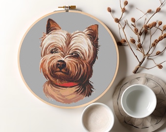 Yorkie Cross Stitch Pattern - Download - The ever popular Yorkshire Terrier - The Yorkie Dog Cross Stitch Pattern